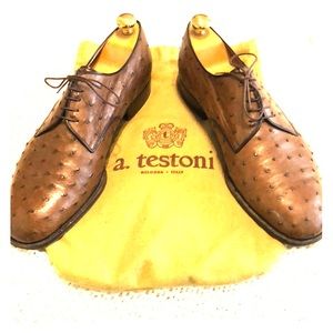 Size 10 Mens A. Testoni Ostrich Dress Shoes